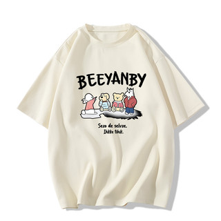 SELVZE Hoạt Hình Thời Trang In Hình cotton Nguyên Chất Rời Tay Ngắn Cổ Tròn Áo oversize casual top Dành Cho Nữ