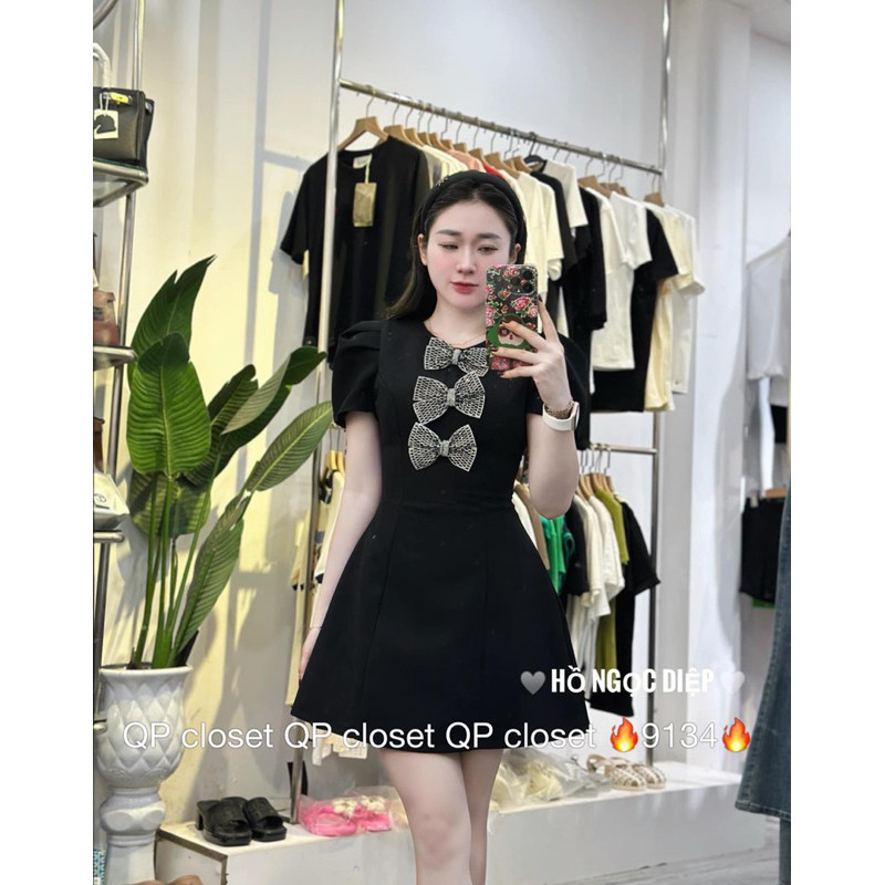 Jum Váy nơ đính đá cực xinh tiểu thư lên dáng siêu đẹp sang chảnh CABOXIN
