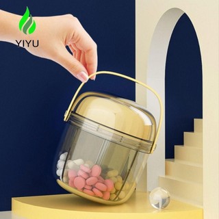 YIYU Hộp đóng gói thuốc, Hộp đựng thuốc 4 lưới chống ẩm 7 ngày, Hộp đựng thuốc Hộp đựng thuốc có tay cầm hàng tuần Hộp đựng thuốc Mini trong suốt Du lịch