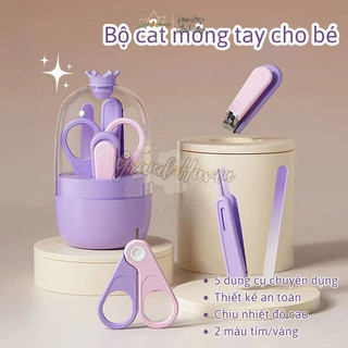 Bộ Cắt Móng Tay Vương Miện cho bé sơ sinh Grand Haven dụng cụ cắt móng cho bé nhỏ an toàn và tiện lợi 2 màu vàng, tím