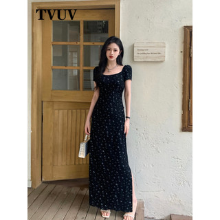 Tvuv Plus Kích thước lớn Đầm giải trí hoa vỡ 2923