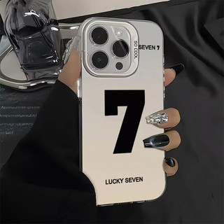 Đơn giản hóa Lucky Number 7 Chống sốc Tương thích cho IPhone 7 X 2020SE XR 8 XS Max Bảo vệ Camera 12 14 15 13 11 Pro Max Plus Vỏ cứng silicon bao gồm tất cả