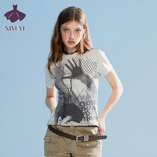 Xiyuyi Áo thun nữ ngắn tay cotton nguyên chất mới hot girl thon gọn vừa vặn