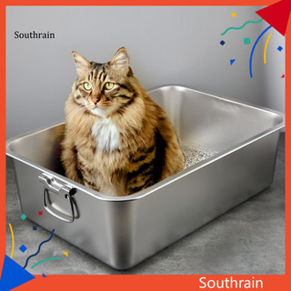 Sou Low Entry Cat Litter Box Thép không gỉ Cat Litter Box Bền Low Entry Metal Pan cho thú cưng