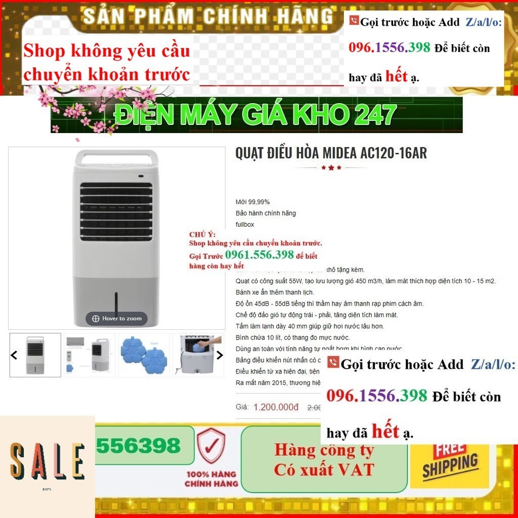 SALE  [Chính hãng] QUẠT ĐIỀU HÒA MIDEA AC120-16AR- Mới 100%