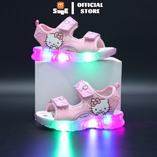 SUGE dép Hello Kitty cho bé gái Màu tím Led Phát sáng Chống trượt Dễ thương