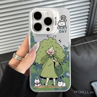Thích hợp cho Ốp điện thoại Tương thích iPhone15 14 13 11 12Promax 11Promax 12Pro 14plus X XS XR Ốp lưng chống sốc Green Field Girl CVIS