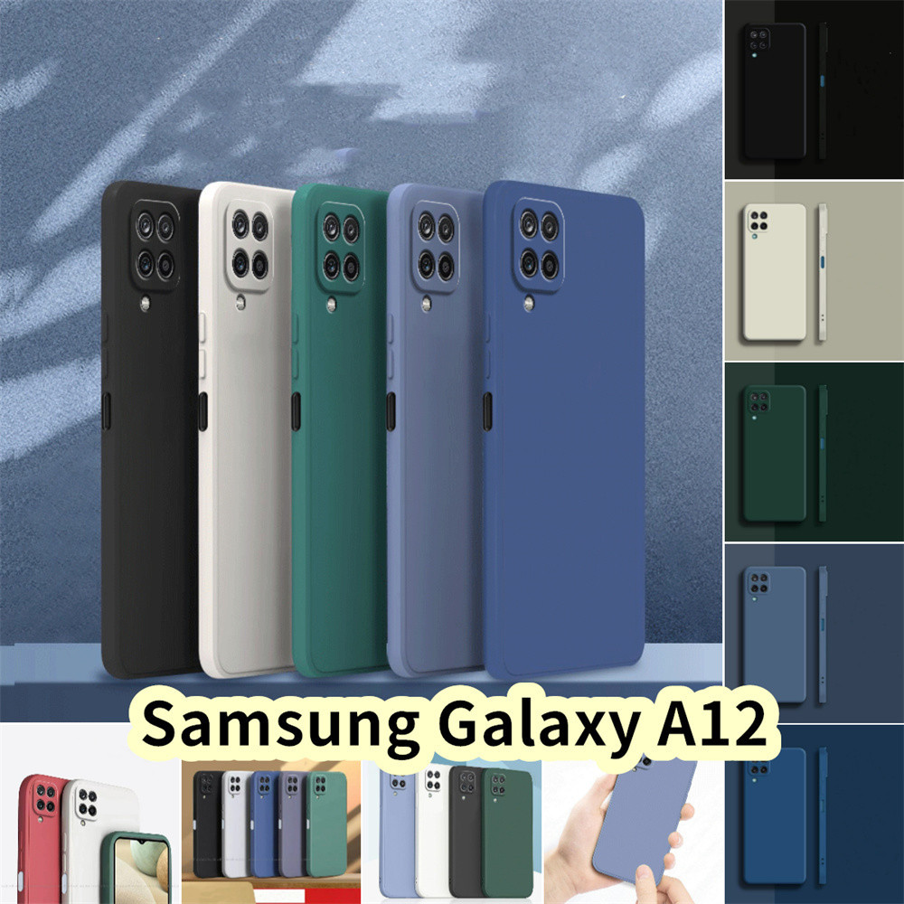 [Phổ biến] Dành cho Samsung Galaxy A12 Vỏ bọc toàn bộ bằng silicon Vỏ điện thoại màu mở chính xác