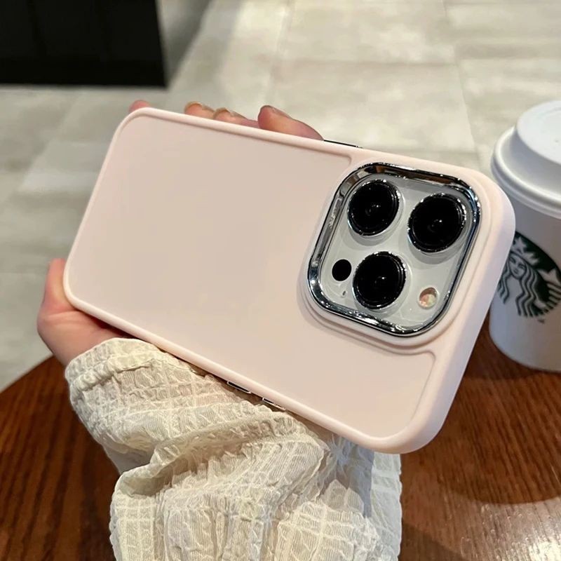 Ốp điện thoại silicon lỏng hình ống kính mạ Eletcplated cho iPhone 17 16 15 14 13 12 11 Pro Max Air 16 15 14 Plus Vỏ mềm màu trơn