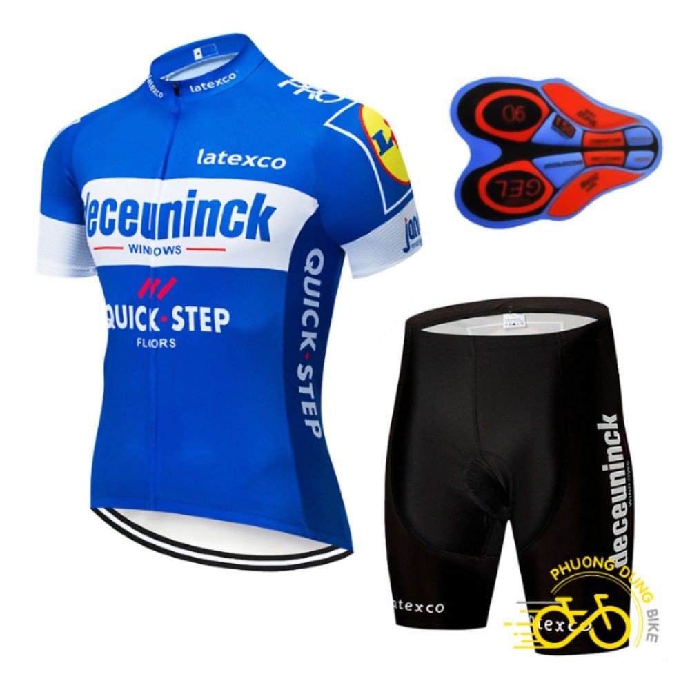Bộ quần áo thể thao đi xe đạp DECEUNINCK - Màu Xanh Dương Trắng