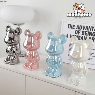  TƯỢNG MÔ HÌNH GẤU BEARBRICK 18CM CHẤT LIỆU GỐM MẠ TĨNH ĐIỆN CAO CẤP TRANG TRÍ DEOCER BÀN LÀM VIỆC 