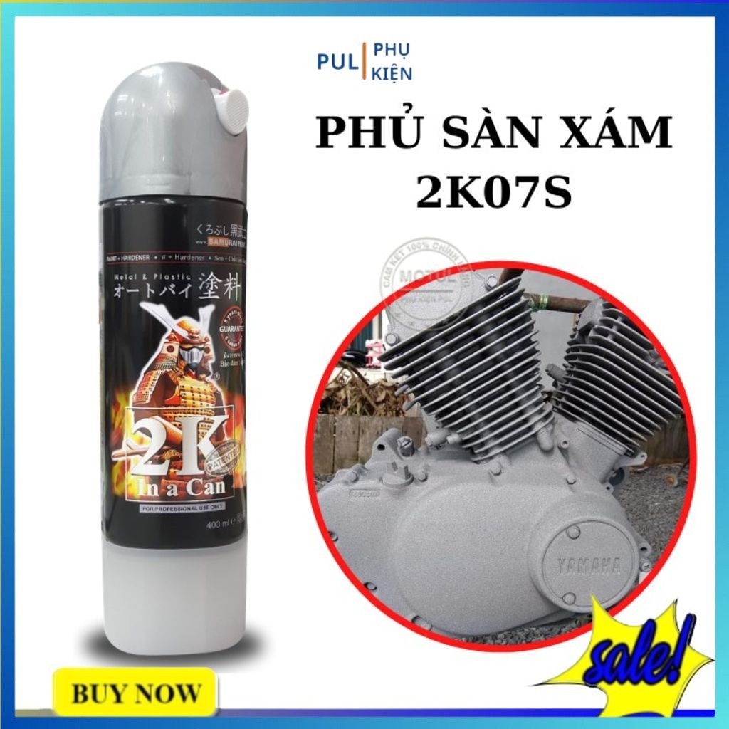 Sơn samurai phủ sàn xe màu bạc 2K07S bám tốt chống gỉ sét trơn trượt hàng chính hãng
