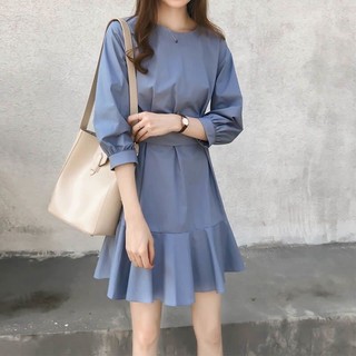 Plus Size Nữ Nẹp Nơ Đầm 100kg Béo mm Rời Ôm Hơn Nhìn Váy Ngắn