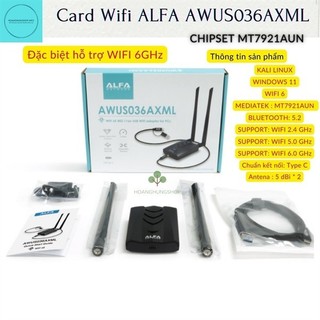 Card thu phát wifi alfa awus036axml chipset mediatek mt7921aun wifi 6 support kali linux windows
