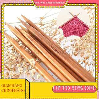 Kim đan len bằng tre 2 đầu 6.5mm chất lượng cao 25cm