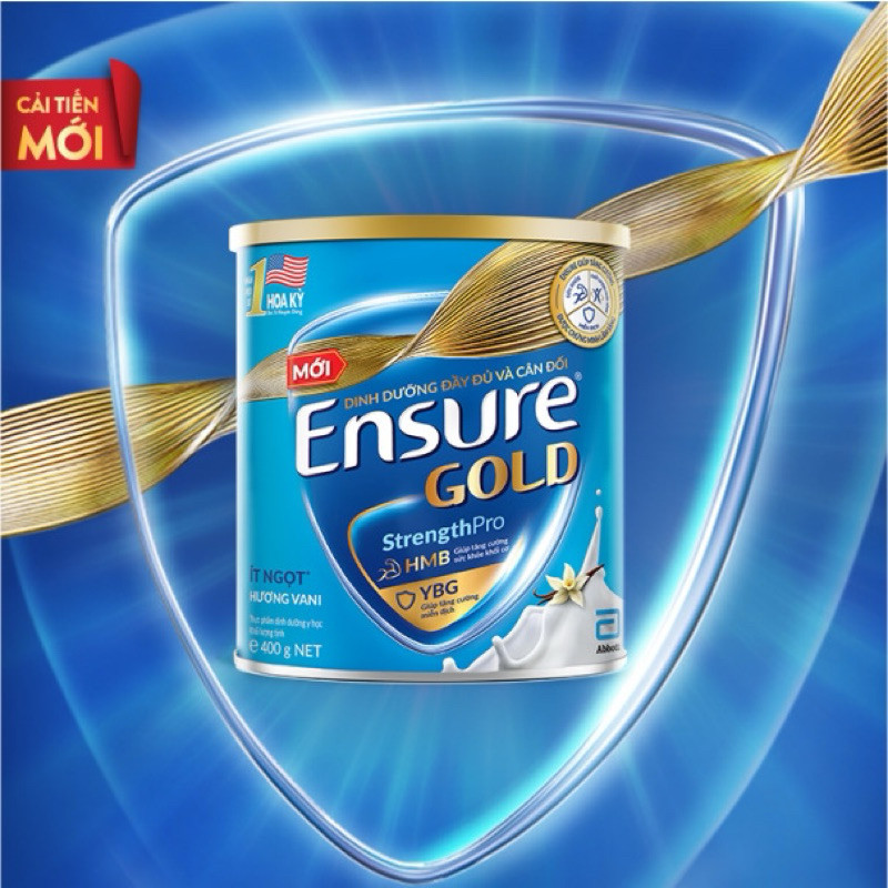 Sữa Bột Ensure Gold  Abbott Hương Vani Giàu Canxi giúp xương chắc khỏe lon 380g - Nhập Khẩu