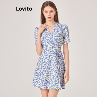 Đầm Lovito đắp tà họa tiết hoa nhí thường ngày cho nữ L68ED342 (nhiều màu)