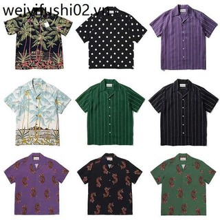 Wacko MARIA Nhật Bản Retro Mùa Hè Thiên Đường Tokyo Loose Hawaii Áo Sơ Mi Tay Ngắn Nam Nữ Áo