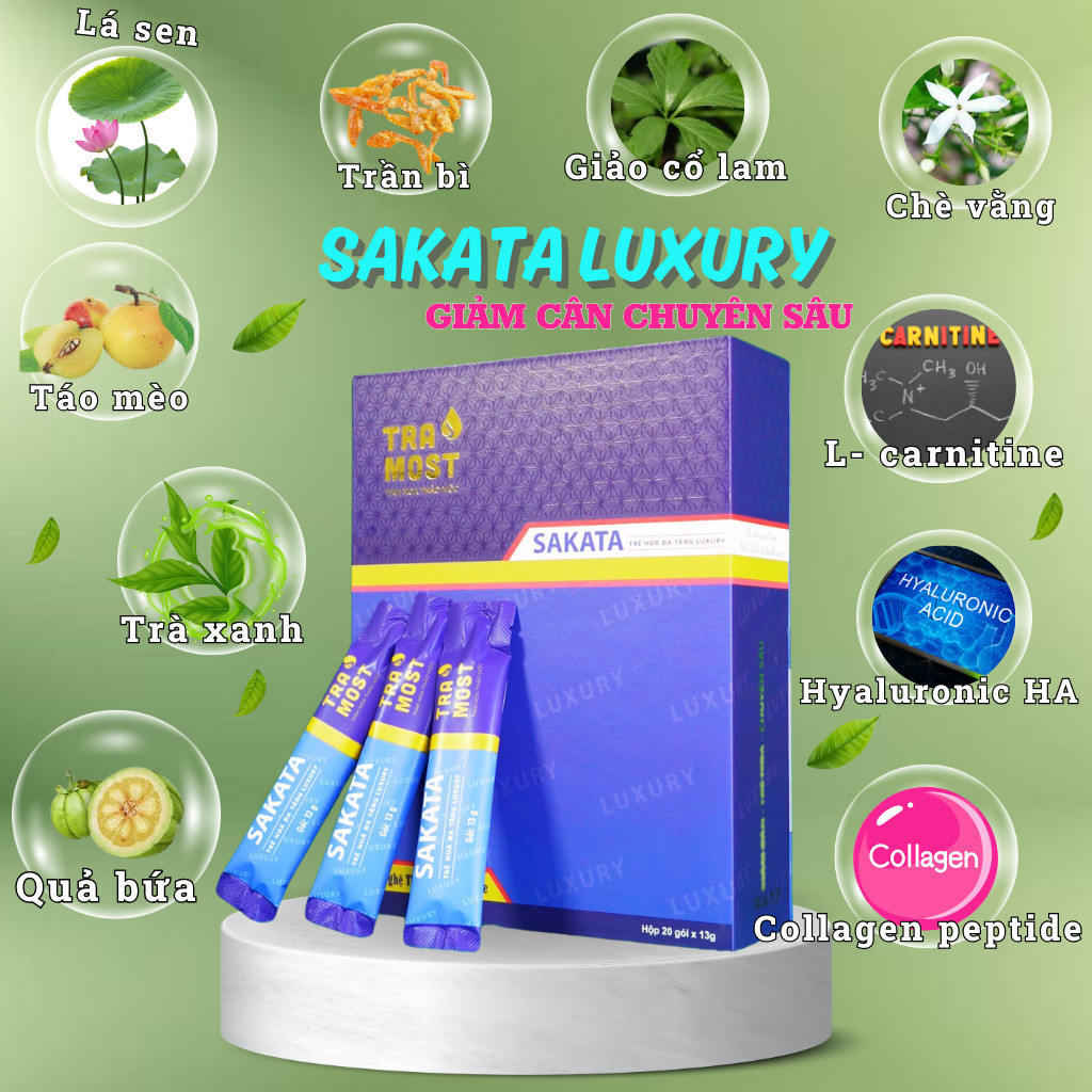 Trà thảo mộc giảm cân cấp tốc Sakata  giảm mỡ bụng , mỡ đùi, giảm cân sau sinh công nghệ nhât bản