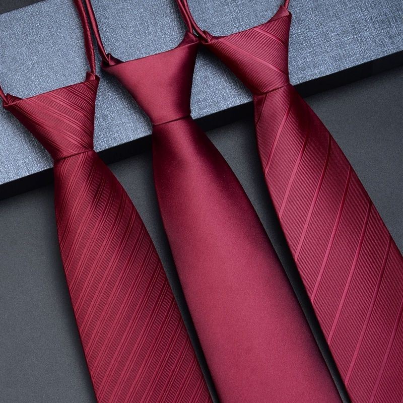Cà vạt đỏ cho nam giới Zipper miễn phí cho người lười biếng Chú rể kết hôn Quà tặng nam Phụ kiện trang phục kinh doanh