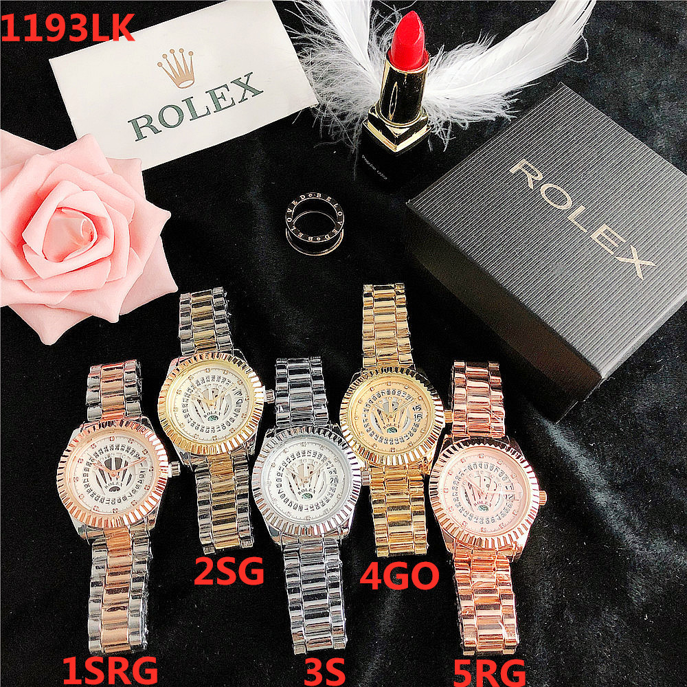 Đồng hồ nam thời trang sang trọng Rolex Đồng hồ nam thể thao kinh doanh Đồng hồ đeo tay nam mặt tròn thông thường Dây da bằng thép không gỉ