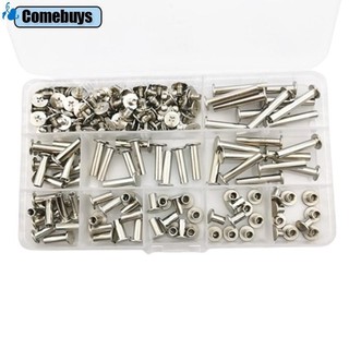 Com * 90Bộ Chicago Post Binding Vít Tròn Đầu phẳng Kim loại Đinh tán đinh tán đinh tán