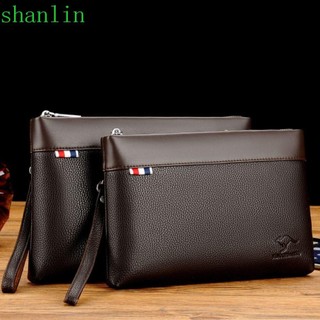 Cặp đôi nam SHANLIN, Ví da nam dung tích lớn họa tiết vải thiều, chống thấm nước dành cho doanh nhân Thoải mái có dây kéo Túi đựng tiền xu nam