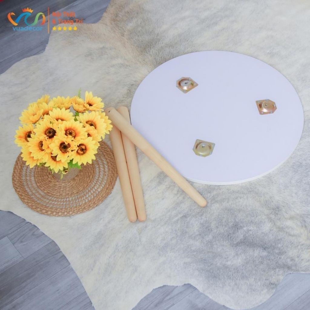 Bàn trà sofa tròn ngồi bệt mini kích thước 40x40x30 phong cách vintage dùng làm bàn decor phòng ngủ siêu xinh cute | BigBuy360 - bigbuy360.vn