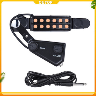 Outop p-011 12 lỗ acoustic guitar pickup guitar preamp pickup tuner khuếch đại 9,8ft cáp kết nối với âm lượng