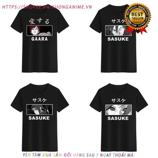 HOT Áo Thun Unisex Cổ Tròn aogau.store In Hình NARUTO Uchiha Sasuke Gaara Màu Trắng Đen Cho Nam Và Nữ