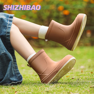 Shizhibao giày đi mưa mới nữ giày đi mưa thấp top thời trang giày đi mưa chống thấm nước cho bé gái hàn quốc dễ thương thời trang ngoài giày nước giày đi mưa ngắn tu