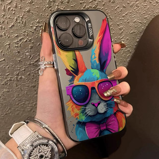 ốp iphone 11/12/13/14/15 Pro Max Kính râm sơn dầu thời trang thỏ matte Case For ốp lưng iphone 11,12,13,14,15,11PM,12PM,13PM,14PM,15PM