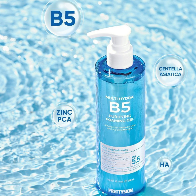 Sữa Rửa Mặt Dạng Gel Prettyskin Multi Hydra B5 Purifying Foaming Gel Cấp ẩm sâu & Dưỡng trắng da Hàn Quốc 300ml