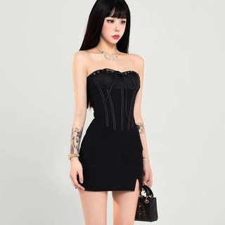 Shanmieleng Fujia Con Gái Ống Top Đầm Nữ Thu Đông Phong Cách Mới Gợi Cảm Năm Mới Trobe Ôm Hơn Nhìn Hẹp Eo Nóng Cô Gái Hông Váy