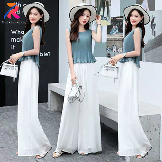 Quần ống rộng nữ Ruidiandian, mặc vào mùa hè, quần ống rộng lụa băng, quần ống rộng vừa vặn M-3XL, quần ống rộng hai lớp bằng sợi