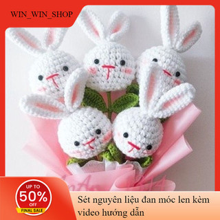 Set nguyên liệu móc Len Hoa Thỏ cute + video hướng dẫn