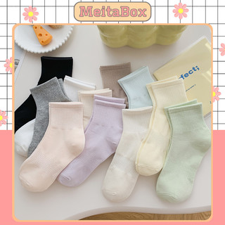 Vớ tất trơn cổ trung nhiều màu pastel ngọt ngào style Hàn Quốc Meitabox - CC35
