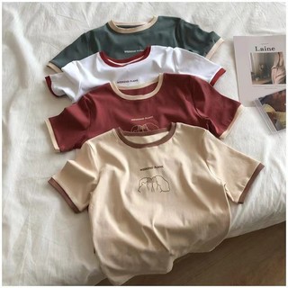 Áo thun nữ babytee phối viền in hình cá tính - Áo phông nữ ngắn tay ôm dáng đẹp