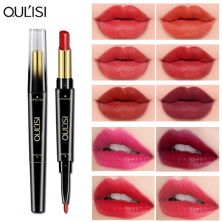 Son môi chống thấm nước hai đầu đa chức năng 2 trong 1 Bút chì trang điểm môi lâu trôi