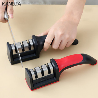 KANGJIA Dụng cụ mài dao gia dụng nhà bếp, đá mài ba giai đoạn đa chức năng, dụng cụ mài dao thủ công, dụng cụ mài dao nhà bếp bằng thép vonfram