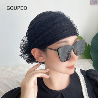 GOUPDO Khăn Trùm Đầu, Mũ Turban Hồi Giáo Thanh Lịch, Ren Thời Trang Mùa Hè Thoáng Khí Nắp Tóc Nữ