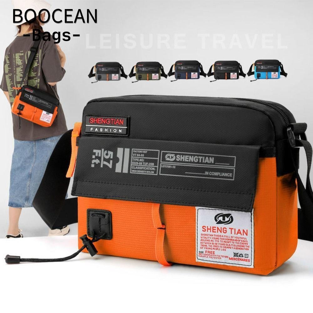 Túi đeo chéo thông thường BOOCEAN, Túi đeo vai đơn tương phản màu Nylon, Túi đeo chéo thể thao chống
