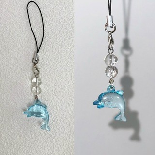 Fly độc đáo cá heo màu xanh mặt dây chuyền handmade đính hạt điện thoại dây phụ kiện