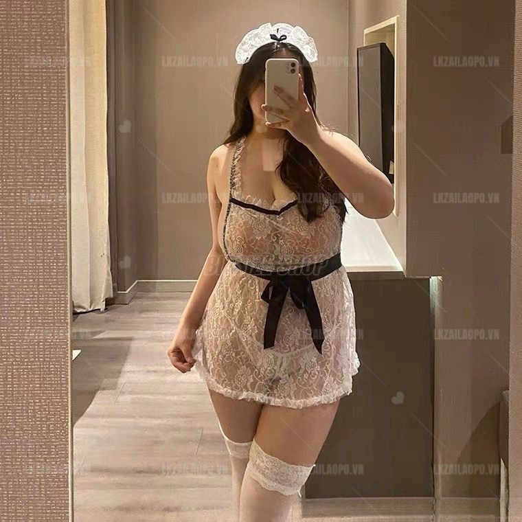 Cosplay Cô Hầu Gái Bigsize Đầm Ngủ Sexy 2 dây Ren Xuyên Thấu Bộ Ngủ Cosplay Sexy Maid Phong Cách Anime lolita Cute Nhật Bản Gợi Cảm quyến rũ Kèm Tạp Dề