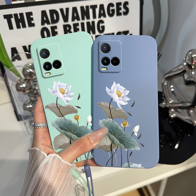 Ốp lưng Vivo y21 y21s y33 y33s Ốp Điện thoại trường hợp thẳng cạnh mới TPU sốc hấp thụ silicone hoa 