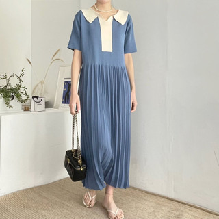 Váy dệt kim xếp ly cỡ lớn phong cách Hàn Quốc dành cho nữ C & M