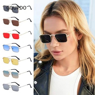  GOUPDO Kính râm hình chữ nhật Kính râm gọng kim loại màu kẹo Punk Kính mắt bảo vệ du lịch cổ điển UV400 dành cho nữ và nam giới 