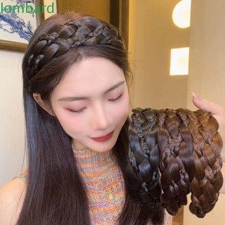 Băng Đô Quấn Tóc Giả Xoắn LOMBARD, Mũ Hợp Thời Trang Băng Đô Bím Xương Cá Rộng, Phụ Kiện Tóc Tổng Hợp Chống Trơn Trượt Hàng Ngày Thường Ngày Hàn Quốc Quấn Đầu