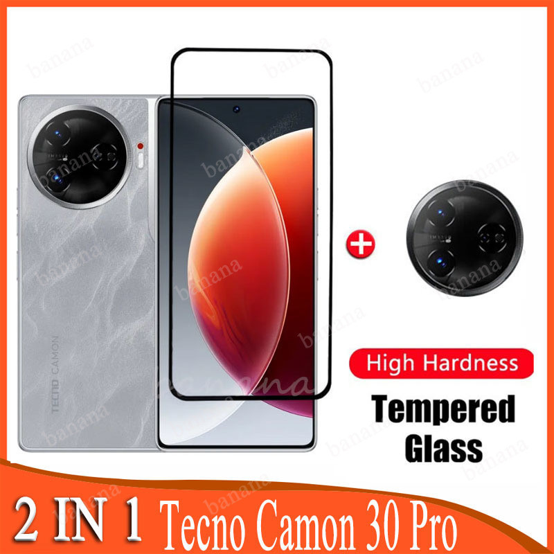 Kính cường lực 2 trong 1 Tecno Camon 30 Pro cho Tecno Camon 19 20 30 Pro 18 Pova 3 4 5 6 Pro Spark 20 20C 10 Pro Go 2024 2023 5G 4G Ống kính máy ảnh Phim bảo vệ màn hình kính