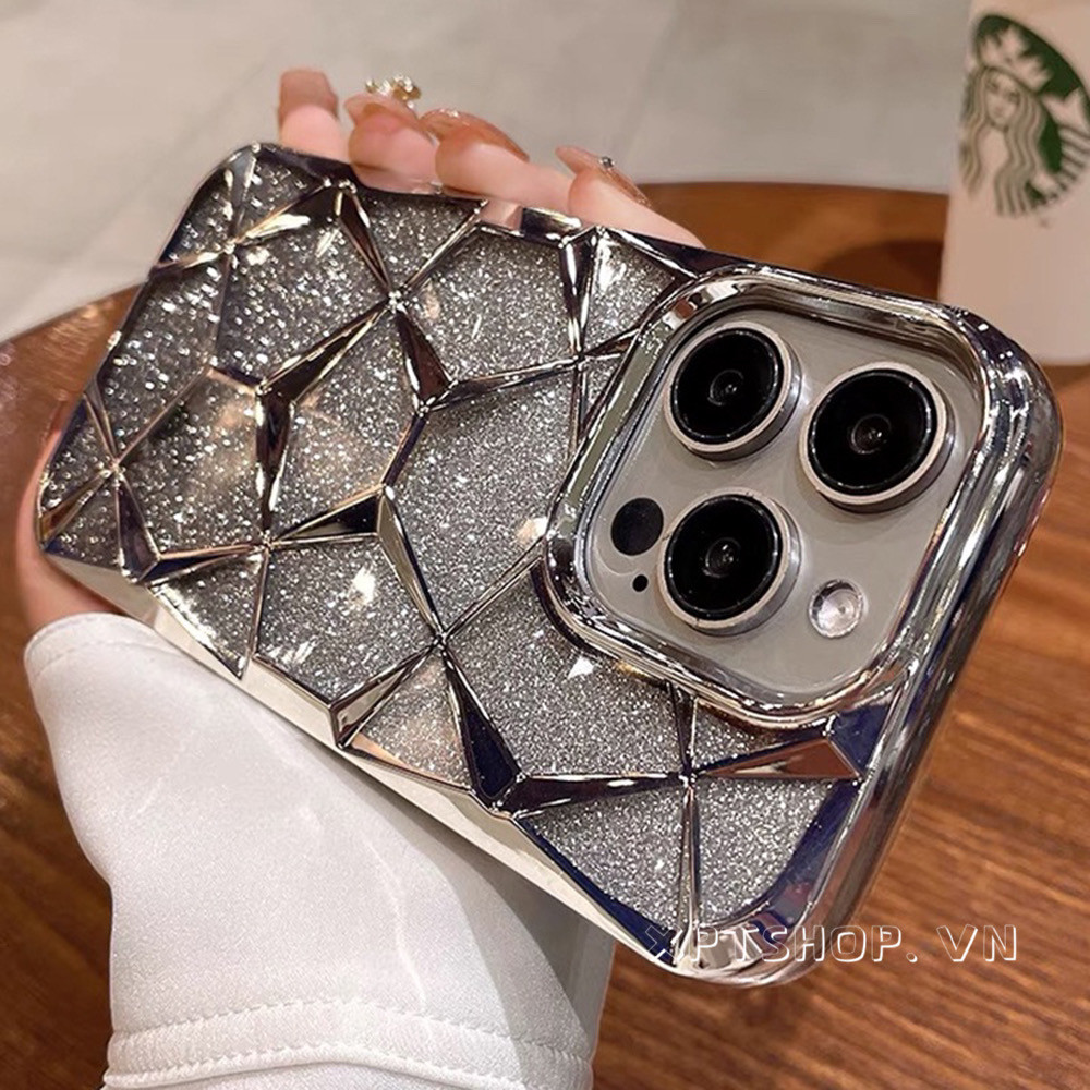 Ốp Điện Thoại Mạ Khối Nước Màu Bạc Tương Thích Cho iPhone 15 Pro Max 15 Pro 15 14 13 12 11 Pro Max Vỏ Bảo Vệ Toàn Diện Chống Sốc